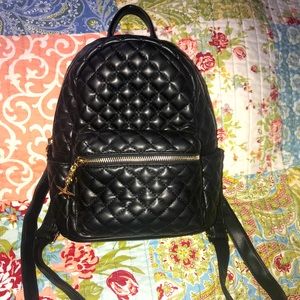 Black leather backpack